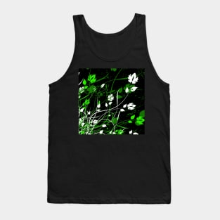 Stylish Abstract Floral Art - Green White Tank Top